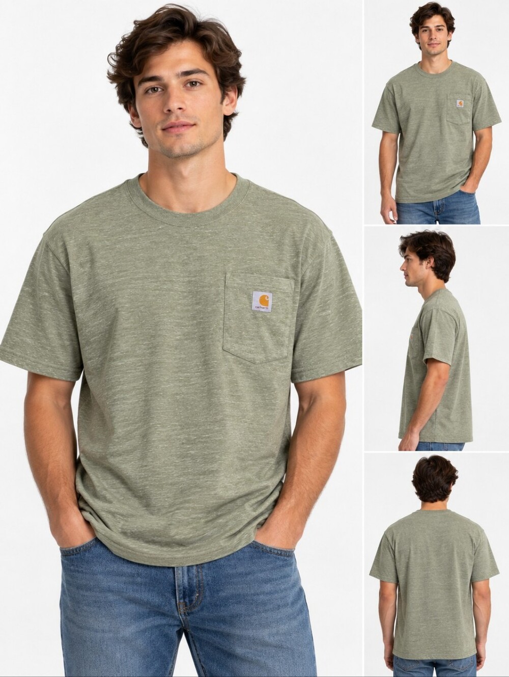 Carhartt Men’s Pocket T-Shirt Heather Sage Green Short Sleeve Size Large